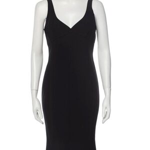 Dolce Gabbana D&G Slim V-Neck Midi Dress Black Size IT44 6 S/M